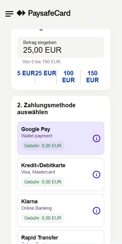 Paysafecard Zahlungsmethode